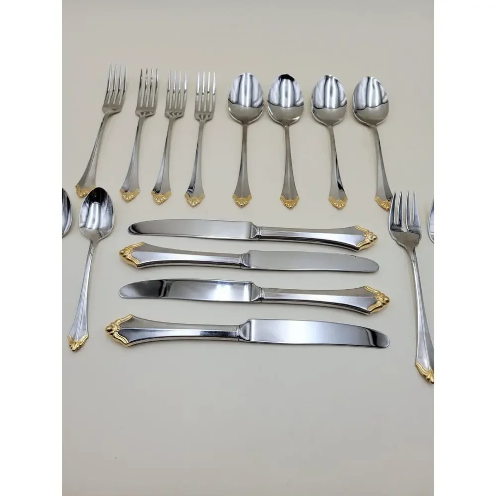 Oneida Community Golden Affection Flatware Set Gold Electroplate Stainless 20pc